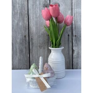 Easter Spring Rae Dunn Pink & Green Chicks in a Basket Salt & Pepper Shakers NWT